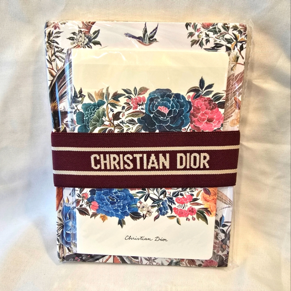 Dior Floral Stationery Set with Pink and Blue Accents